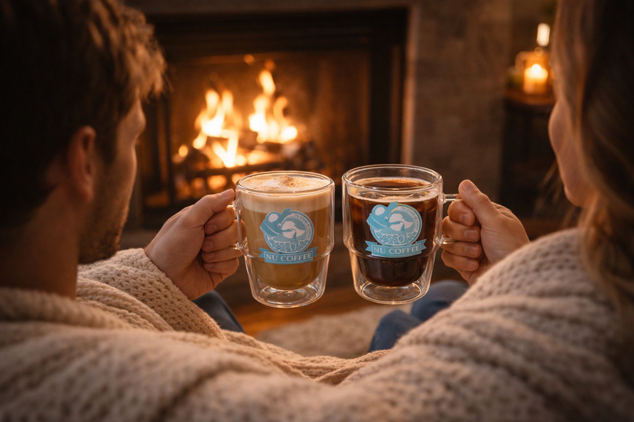 Nu Coffee Double-Wall Glass Cup - Fireplace
