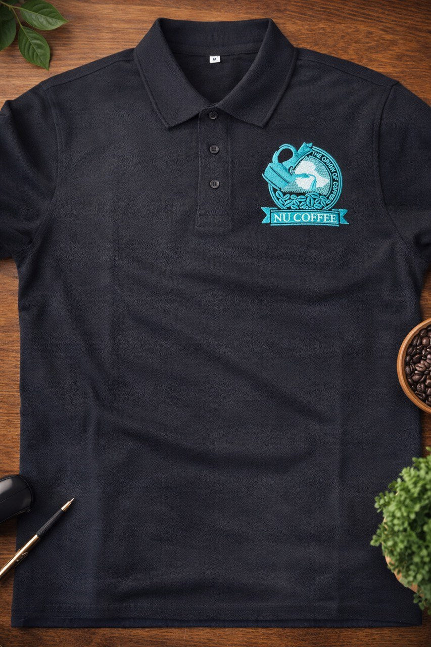 Nu Coffee Black Polo Shirt - Flat Lay